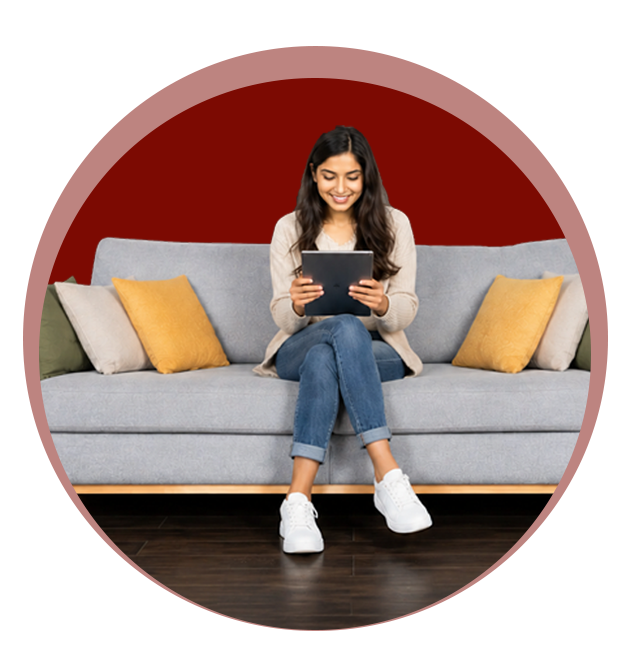 Online learner using a tablet for Alliance Online education